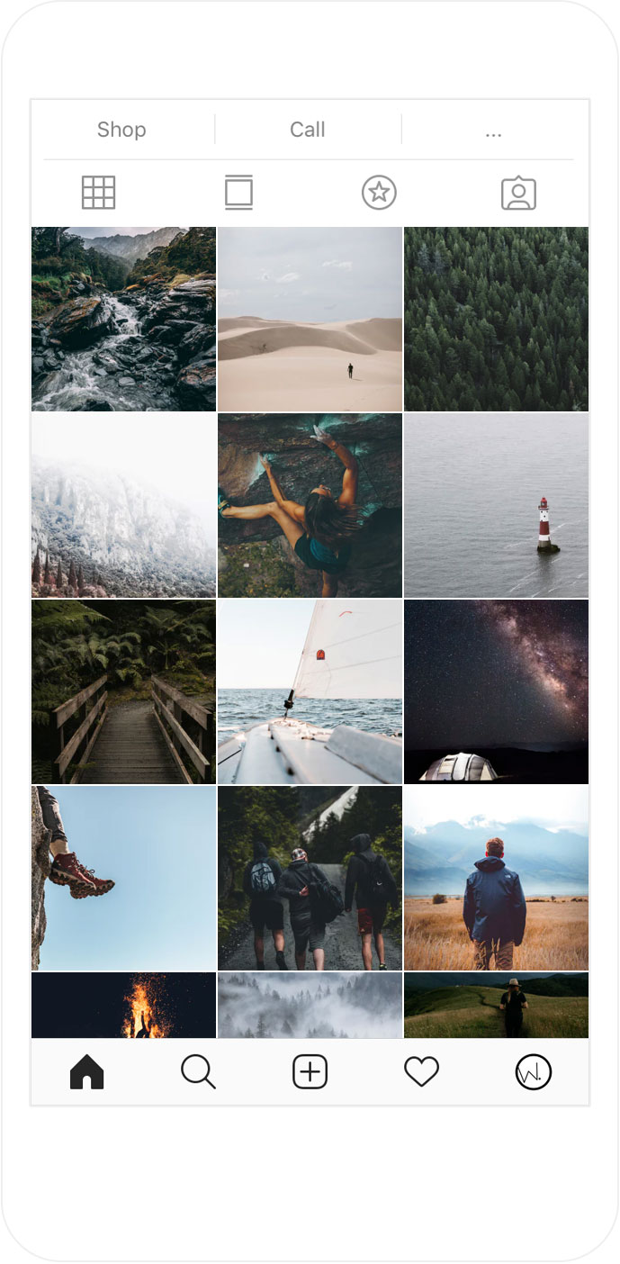 Pilih skema warna feed Instagram 